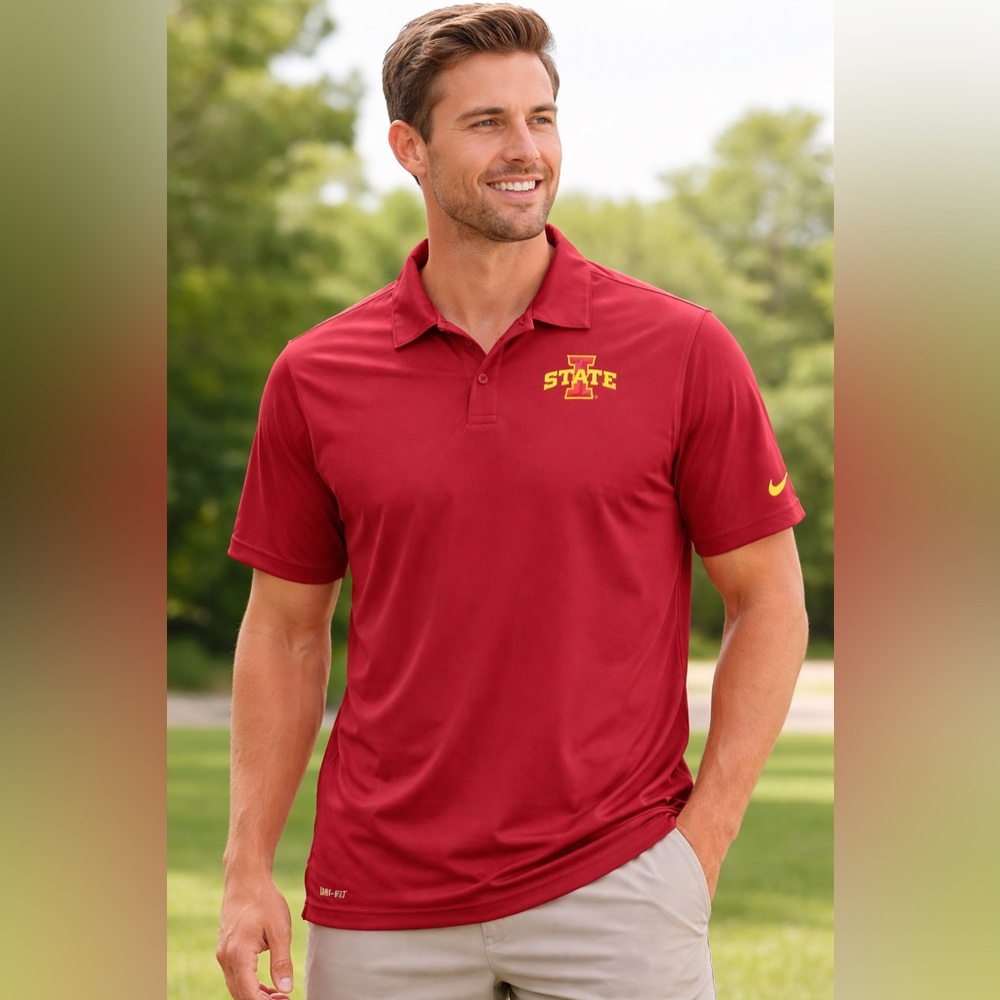 Nike Dri‑FIT Iowa State Cyclones Polo Shirt Men’s Large Maroon Embroidered Logo